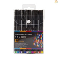 12 Bright Colors Fineliner Color Pen 0.4mm Fine Point Colored Pen Marker Set for Journaling Note Tak