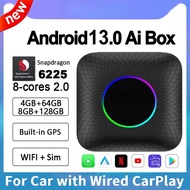 CarPlay Ai Box Plus Android 13 8 + 128GB QCM 8-Core 6225 CarPlay ไร้สาย Android Auto YouTube Netflix