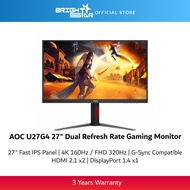 AOC U27G4 27" Dual Refresh Rate Gaming Monitor - 4K 160Hz/FHD 320Hz