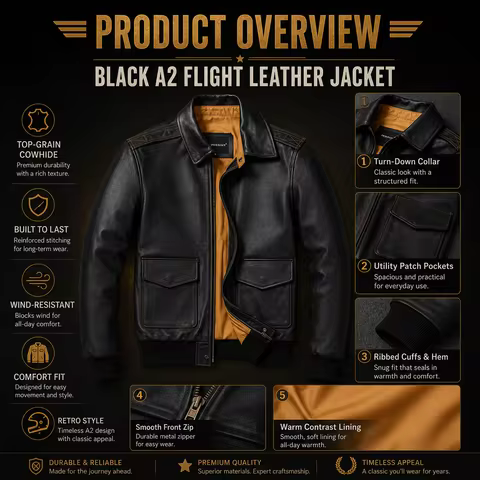 Men Black A2 Flight Leather Jacket Genuine Cowhide Retro Biker Motorcycle Coat Warm Lining Workwear 