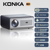 KONKA H31 Outdoor Movie Projector - Native 1080P HD Portable Projector 15000 Lumens with WiFi 6/Blue
