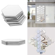 HIASAN DINDING 12pcs Large Glass MIRROR HEXAGONAL MIRROR Wall Decoration STICKER Glass HEXAGON MIRROR