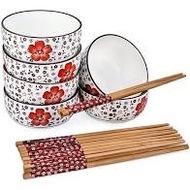 Set of 6 ceramic cups and 6 pairs of Japanese chopsticks