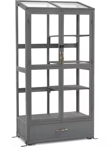 Macrout Cold Frame Greenhouse, Tall Wooden Greenhouse for Outdoor Indoor Use with Polycarbonate Pane