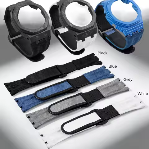 GA2100 Hook and Loop Nylon Canvas Strap band Meteorite Carbon Fiber Set For CasiOak GA-2100 GA-2100 