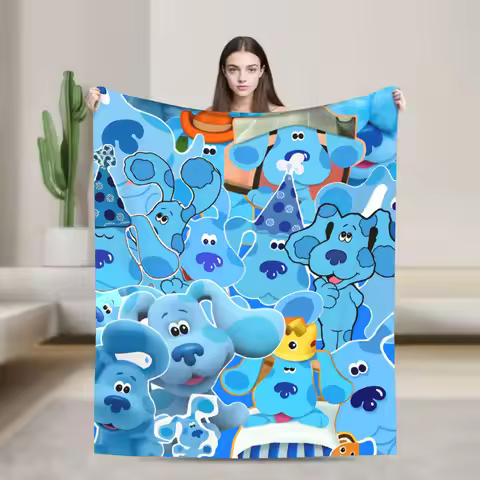 Soft Warm Blanket Airplane Travel Blue's Clues Collage Throw Blanket Cartoon Flannel Bedspread For C