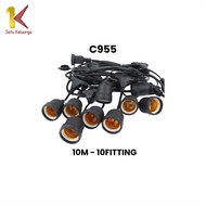 Satu Keluarga Kabel Fitting Lampu Gantung Outdoor 10 Meter 10 Fitting dengan Colokan C955 Fitting La