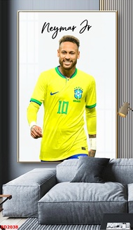 Tranh Bóng Đá Neymar Jr Chất Liệu Gỗ Tráng Gương có Bọc Viền Cao Cấp