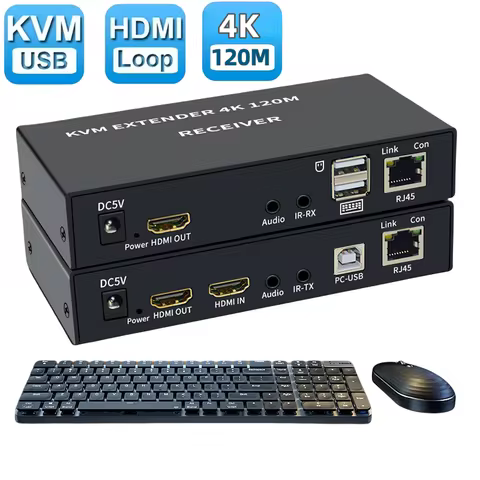 4k 120M KVM HDMI Extender over RJ45 Ethernet cable Audio video HDMI KVM Extender Signal Amplifier Ex