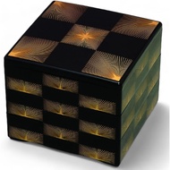 【Direct from Japan】J-kitchens Lacquerware Heavy Box, 3 Tiers, 7 Inches, Color, Black, Matsuba Checke