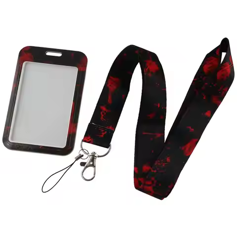 Gift Bloodstain ID Badge Holder Red Dacron Lanyard Keychain Office