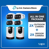 【Tapo CCTV Bundle】4 Kamera (2 Dalaman C225 + 2 Luaran C246D) Keselamatan Rumah Pintar dengan Pengesa
