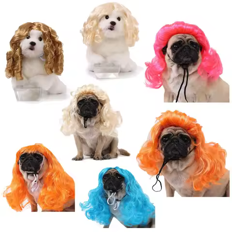 Big Wave Pet Wigs Cat and Dog Wig Headwear Pet Supplies Christmas Halloween Judge Big Wave Curly Hai