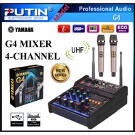 The Mixer YAMAHA G4 POWER MIXER 4 Channels USB bluetooth WITH 2 PCS WIRELESS MICROPHONE