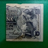 uang kuno Indonesia 10 Gulden wayang gunting Safrudin kanan