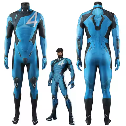 Adult Fantastic Four Cosplay Costume Disguise Adult Men Jumpsuit Bodysuit Fantastic 4 Superhero Outf
