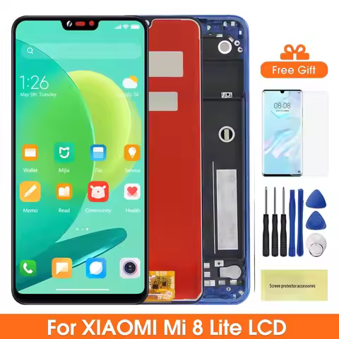 6.26'' Mi 8 Lite Screen With Frame, for XIAOMI Mi 8 Lite Mi8 Lite M1808D2TG Lcd Display + Touch Scre