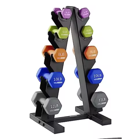 Neoprene Dumbbell Weights Set w/Rack Home Gym Equipment - Portable Weighted Exercise Dumbbells for F