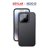 UFLAXE KEVLAR MagSafe เคสแข็งกันกระแทกสำหรับ Apple iPhone 15 / 15 Plus / iPhone 15 Pro Max เคสโทรศัพท์คาร์บอนไฟเบอร์ 1500D เคสป้องกันบางเฉียบที่ทนทานการป้องกันเต็มรูปแบบ
