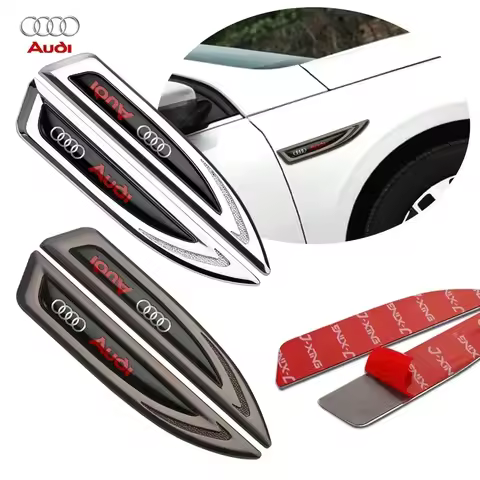 2pcs Car Styling 3D Metal Side Fender Rear Trunk Stickers For Audi S Line Q3 Q5 Q7 RS3 RS4 RS5 A3 8P