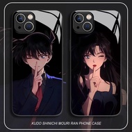 《Mobile phone shell》柯南工藤新一适用iPhone16苹果14promax手机壳光面玻璃15pm女款8.4