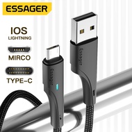 Essager สายชาร์จโทรศัพท์3A USBสายชาร์จเร็วไมโคร iPhone สำหรับ Samsung Huawei Xiaomi สายชาร์จโทรศัพท์มือถือ USB-C