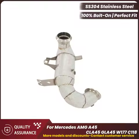 ECCF Sports Downpipe With Heat Shield For Mercedes AMG A45 CLA45 GLA45 W177 C118 Aggressive Exhaust