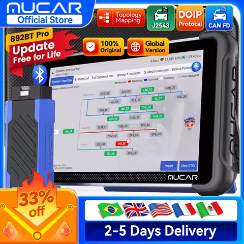 Free Update MUCAR 892BT Pro OBD2 Scanner J2534 CAN FD/DoIP All System Diagnosis Bi-directional Scan