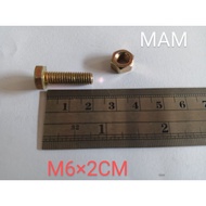 BOLT AND NUT 10 LENGTH 2CM M6Bu2CM