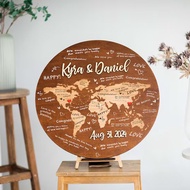 [Customized] Wooden World Map Guest Book Adventure Travel Wedding Sign 3D World Map Wedding Guest Bo