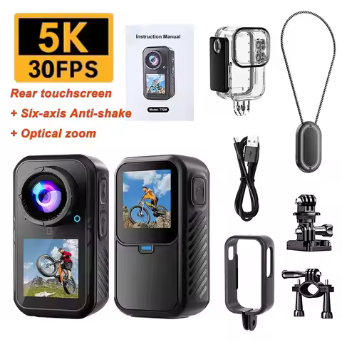 5K Mini Action Camera 4K 60FPS Anti Shake Touch Screen Waterproof Magnetic Pendant Body Cam Motorcyc
