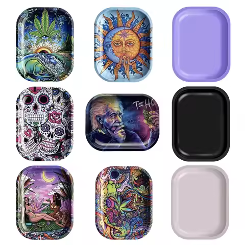 18*14cm Metal Tobacco Rolling Tray Cigarette Joint Smoking Accessories Dish Tin Storage Plate Small 