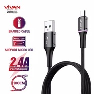 HAS085- VIVAN VDM100 KABEL DATA usb MICRO USB 2.4A 100CM 200CM QUICK C