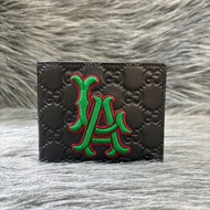 GUCCI 547787 GG LOGO MLB聯名 黑色牛皮 刺繡 信用卡夾 短夾 皮夾 男夾 錢包