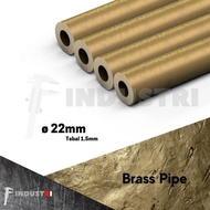 Pipa kuningan dia 22mm x t. 1.5mm | Laras polos kuningan 7/8 inch