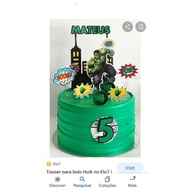 Green Hulk birthday cake Topper