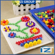 T4TOYS Board Beads Blocks for Kids with Beads Blocks Puzzle Building Nails Blocks Colorful Nails Peg