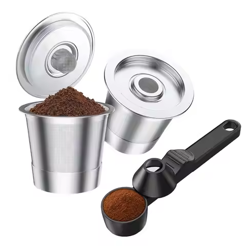 AB41-No BPA-Free Reusable K Cups(2-Pack) For Keurig 1.0/2.0- Coffee Pod Replacement With Spoon For K