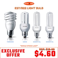 PHILIPS Enegry Saving Bulb LED Light Bulb E27/B22 Tornado/Genie/Essential 8W ~ 24W