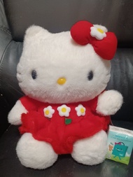 1999年sanrio Hello Kitty 白花紅裙毛公仔
