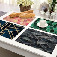 Geometric Marble Printed Cotton Linen Kitchen Placemat Dining Table Mat Coaster Pads Dish Cup Mats 42x32cm Home Decor MG0028