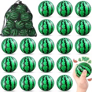 20 Pcs Watermelon Squishy Dough Balls Stress Balls for Adults Bulk 2.5 Inch Mini Foam Watermelon Sensory Toy with 1 Pc Small Drawstring Bags Watermelon Party Decorations for Stress Relief Pool Supply