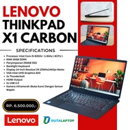 Laptop Second Lenovo X1 Carbon Resolusi 2K