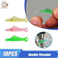 10Pcs Fish Type Quickly Auto Needle Threader Wire DIY Simple Threader for Sewing Embroidery Machine 