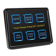 Almencla จอแผงควบคุมสวิตช์สำหรับรถบรรทุกเรือยอชท์12V 24V 6 Gang