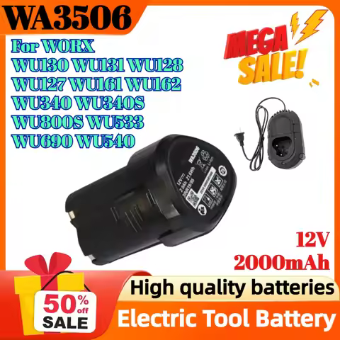 WA3506 12V 2000mAh for WORX WU130 WU131 WU128 WU127 WU161 WU162 WU340 WU340S WU800S WU533 WU690 WU54