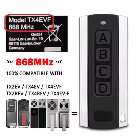 For 868MHz TX2REV TX4REV TX4REVF TX4EVF TX2EV TX4EV Garage Door Opener / Gate Remote Control