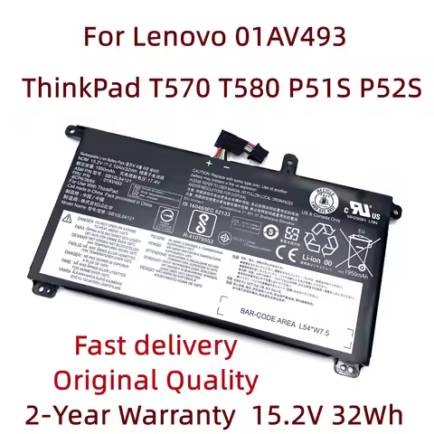 New 01AV493 32Wh Laptop Battery For Lenovo ThinkPad T570 T580 P51S P52S SB10L84121 00UR890 00UR891 0