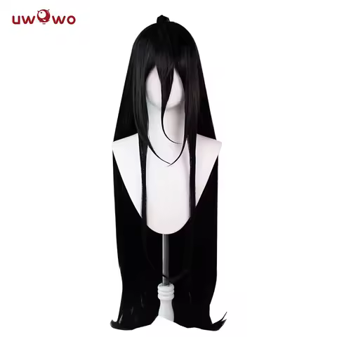 UWOWO Albedo Wig Anime Albedo Cosplay Wig 120cm Deep Purple Black Long Hair Halloween Cosplay Wigs