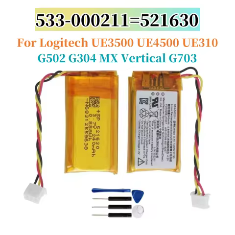 533-000211 521630 240mAh For Logitech G PRO X 304 502 703h UE3500 UE4500 UE310 G502 G304 MX Vertical
